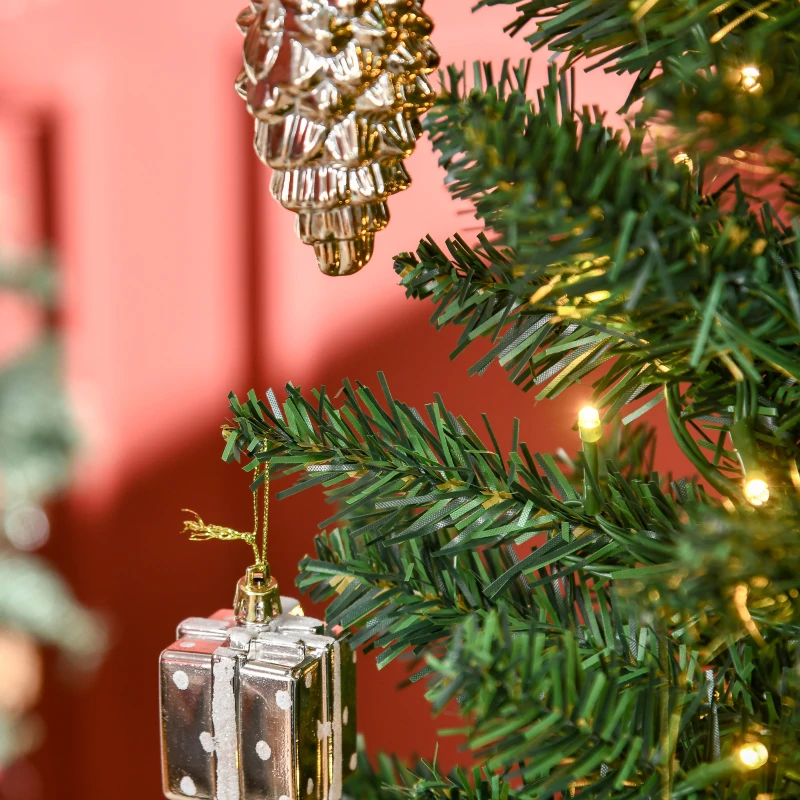 HOMCOM 6' Pre Lit Artificial Pencil Christmas Trees, Xmas Tree with Realistic Branches and Warm White LED Lights, Green