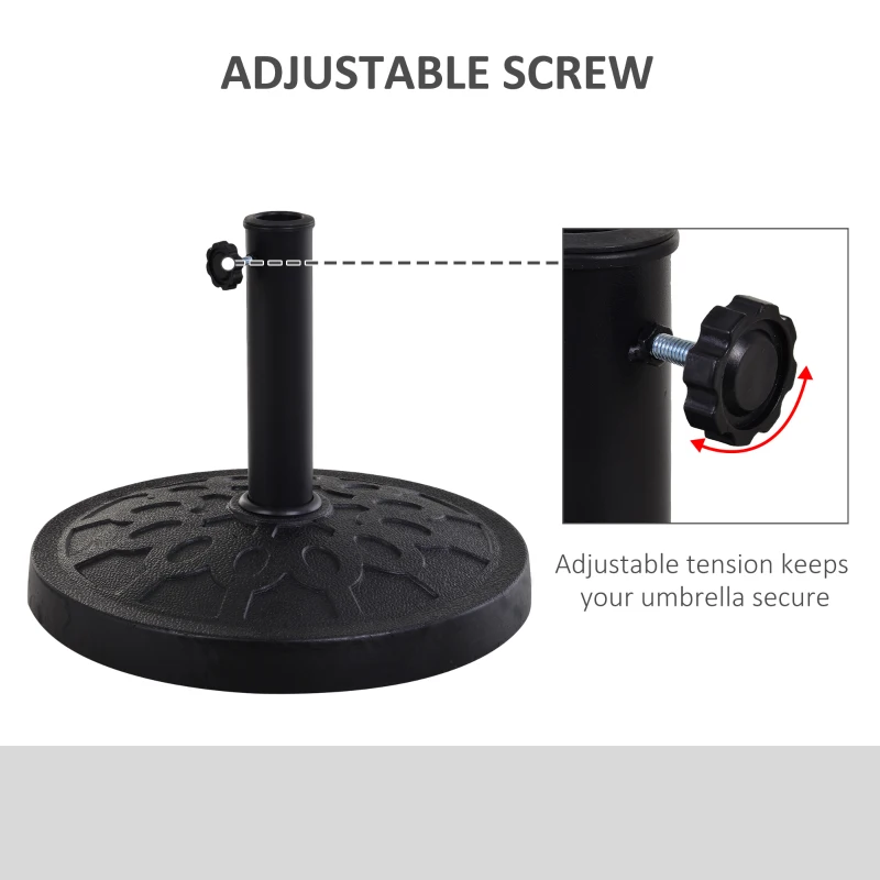 Outsunny 29 lbs Resin Round Patio Umbrella Stand Base Coated Pole Market Garden Umbrella Holder Parasol Holder Black