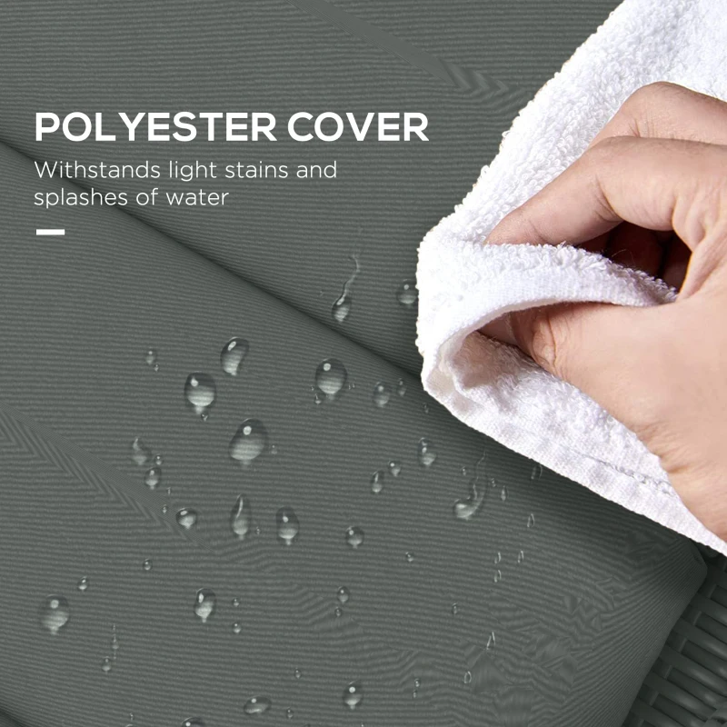 Outsunny Patio Chaise Lounge Chair Cushions Replacement Sun Lounger Pads with Headrest and Ties, Set of 2, Grey