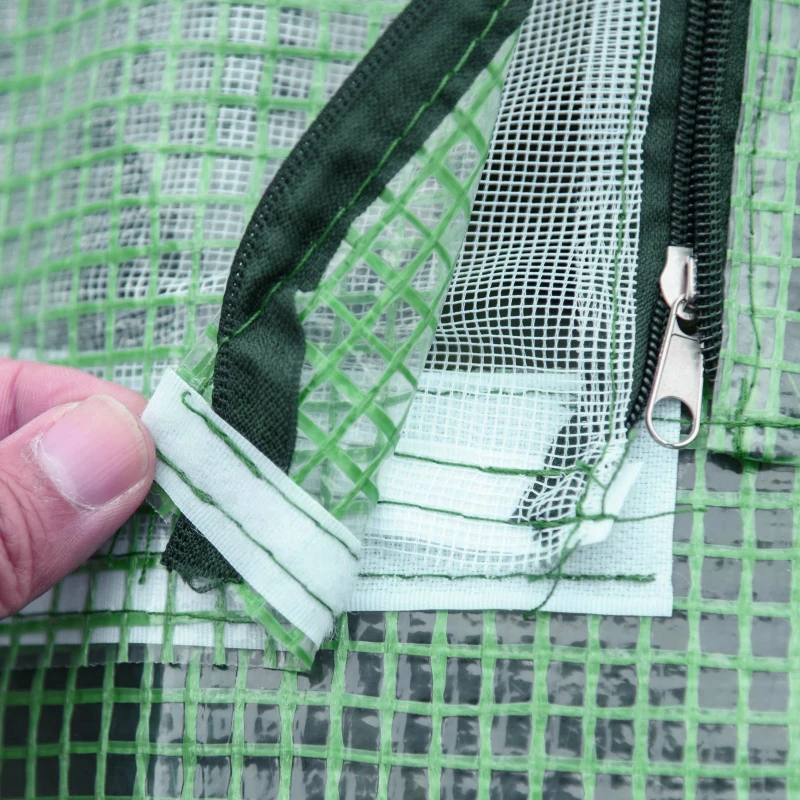 Outsunny 71" x 55" x 32" Mini Greenhouse, Small Green House, Garden Planting Shed, Outdoor Flower Planter Warm House with Zipper Windows and Door, Green