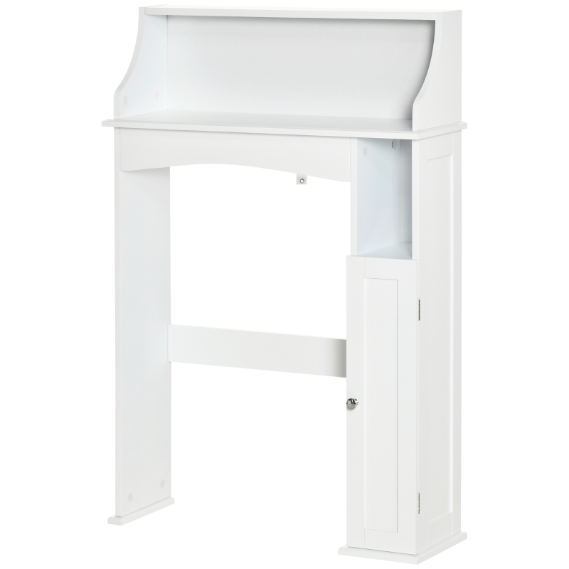 kleankin Over The Toilet Storage, Bathroom Organizer with Adjustable Inner Shelf, and Door Cabinet, White