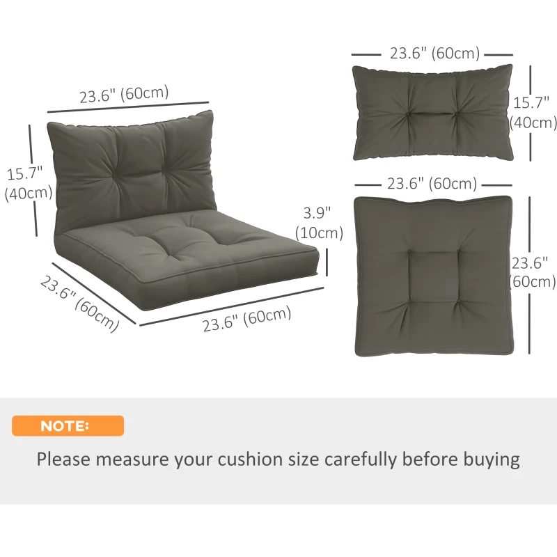 Outsunny 2-Piece Back and Seat Cushion Pillows Replacement, Button Tufted Patio Chair Cushions Set, Charcoal Grey