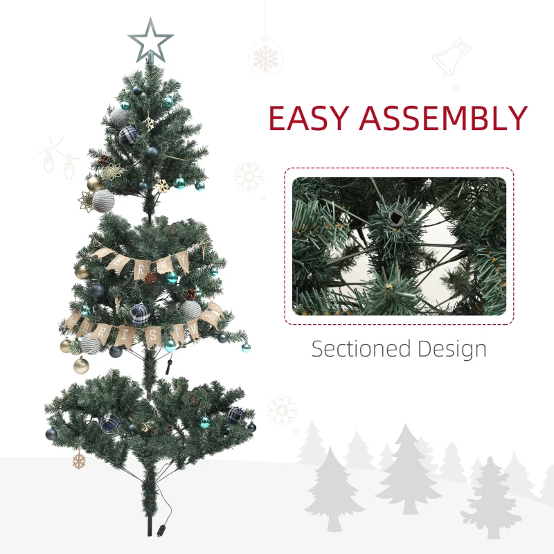 HOMCOM 6ft Artificial Prelit Christmas Tree with 150 Warm White LED Lights, Xmas Tree for Home Office Holiday