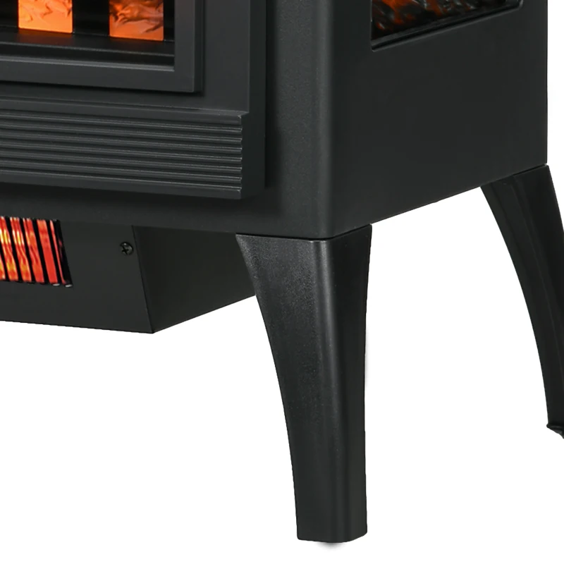 HOMCOM 24" Electric Fireplace Stove, Freestanding Infrared Fire Place Heater with Realistic Logs Flame, Adjustable Temperature, Overheat Protection, 1000W/1500W, Black
