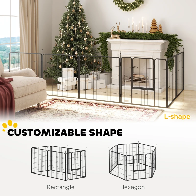 PawHut Heavy Duty Dog Playpen with Door for Medium Dogs, 6 Panels, 31.5"H