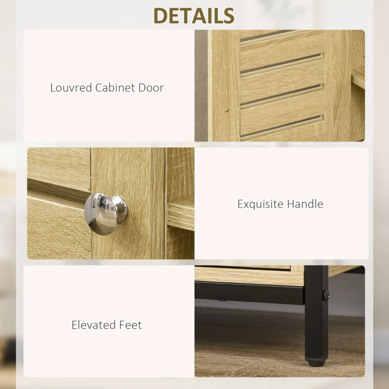 HOMCOM Industrial Sideboard Buffet Cabinet, Kitchen Storage Cabinet w/ Open Shelves, 2 Door Cupboards for Living Room, Natural