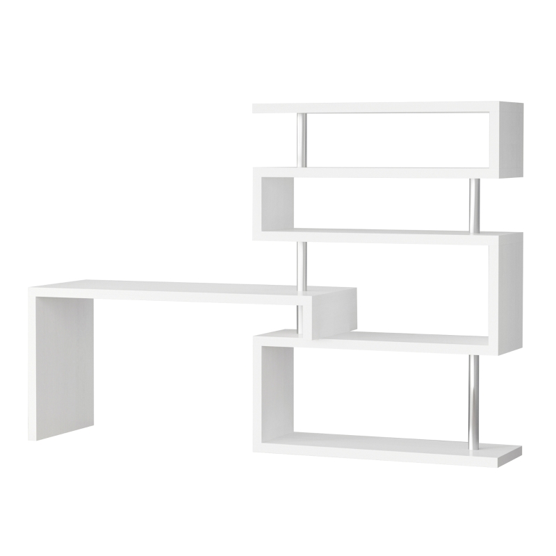 HOMCOM 94" 5 Tier L-Shaped Computer Desk Rotating Writing Table Corner Desk with Display Shelves and Stainless Steel Frame, White