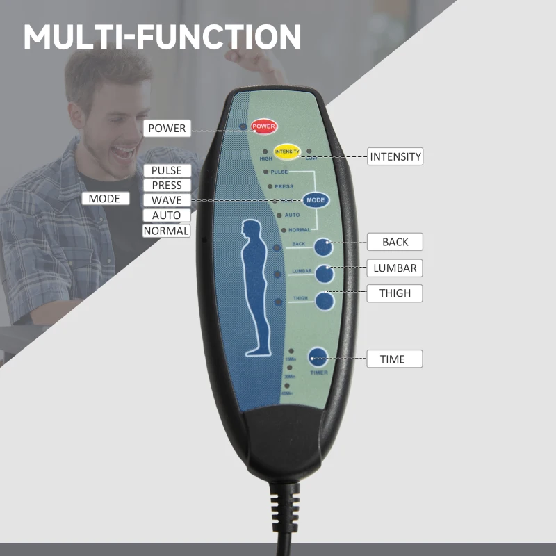 Vinsetto Office Chair 6-point Vibration Massage Chair Micro Fiber Recliner with Retractable Footrest Black