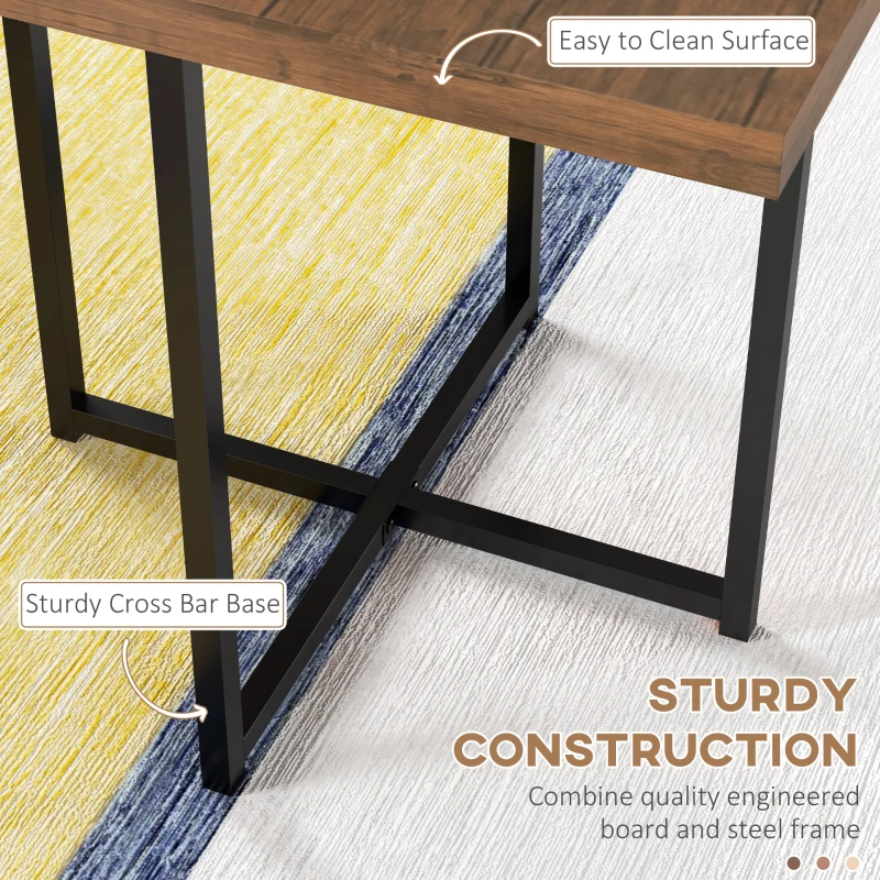 HOMCOM 5 Piece Dining Table Set for 4, Square Kitchen Table and Chairs, Dining Room Set for Small Space, Breakfast Nook, Walnut Wood Color