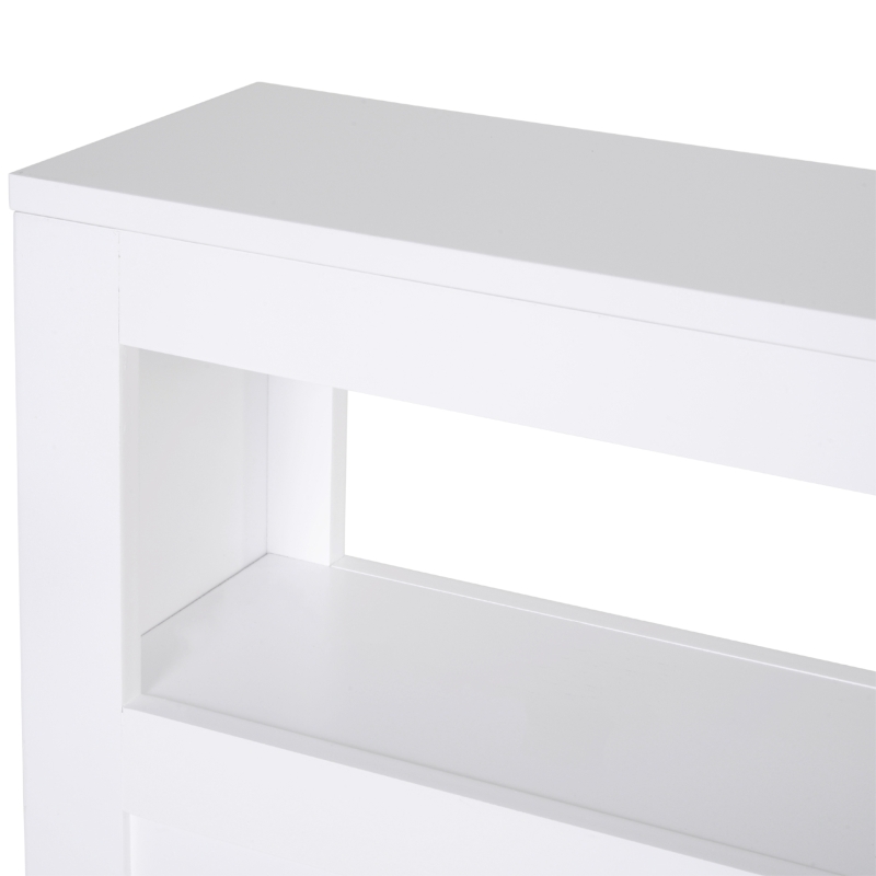 HOMCOM 6.25" x 20.5" x 28.25" Wood Rolling Narrow Bathroom Side Storage Cabinet - White