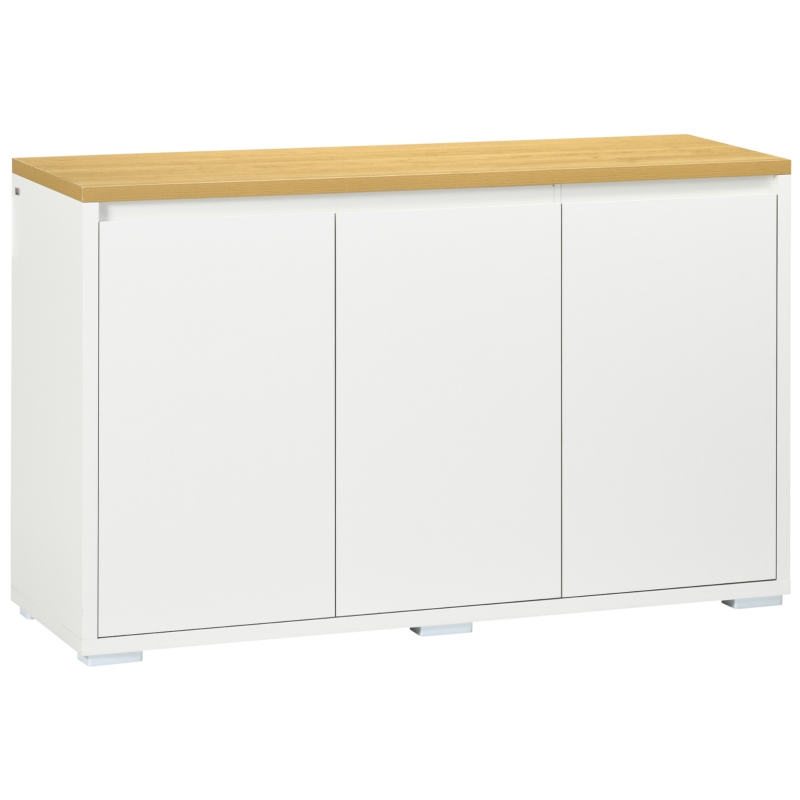 HOMCOM Sideboard Cabinet, Buffet Table with 3 Doors and Adjustable Shelves for Living Room, Entryway, White