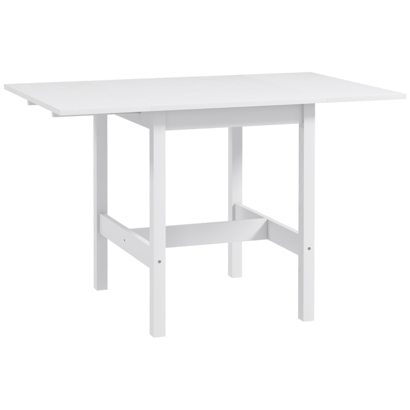 HOMCOM Solid Wood Kitchen Table, Farmhouse Drop Leaf Tables for Small Spaces, Folding Dining Table, White