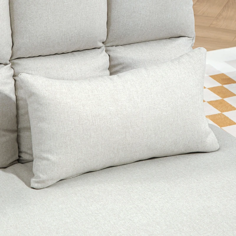 HOMCOM Convertible Floor Sofa, Foldable 2-Seater Lazy Sofa Sleeper with 9-position Backrest and 2 Pillows Cream White