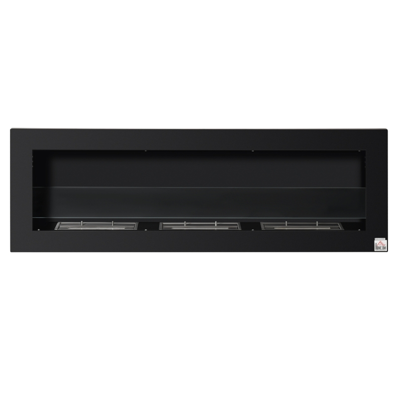HOMCOM Ethanol Fireplace, 47.25" Wall-Mount 0.3 Gallon Steel 215 Sq Ft., Burns up to 3 Hours, Black