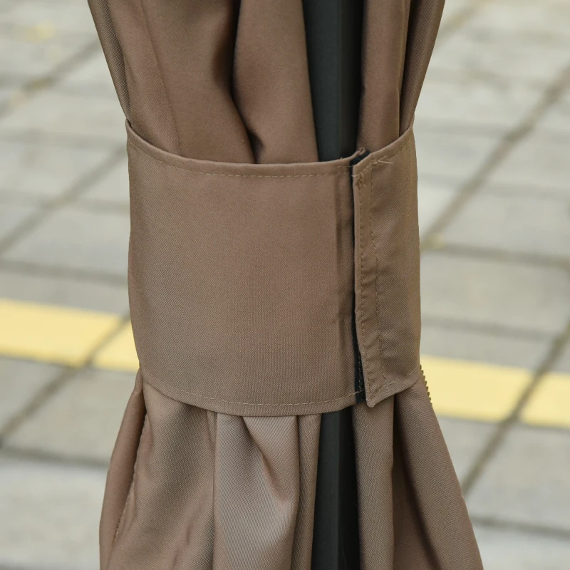 Outsunny 10' x 12' Universal Gazebo Sidewall Set with 4 Panels, Hooks, C-Rings Included for Pergolas & Cabanas, Brown