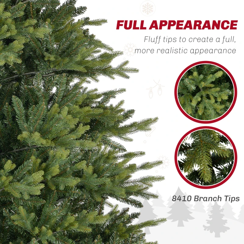 HOMCOM 12ft Hinged Artificial Christmas Tree with Foldable Stand, Easy Assembly, Xmas Tree for Home Office Holiday, Green
