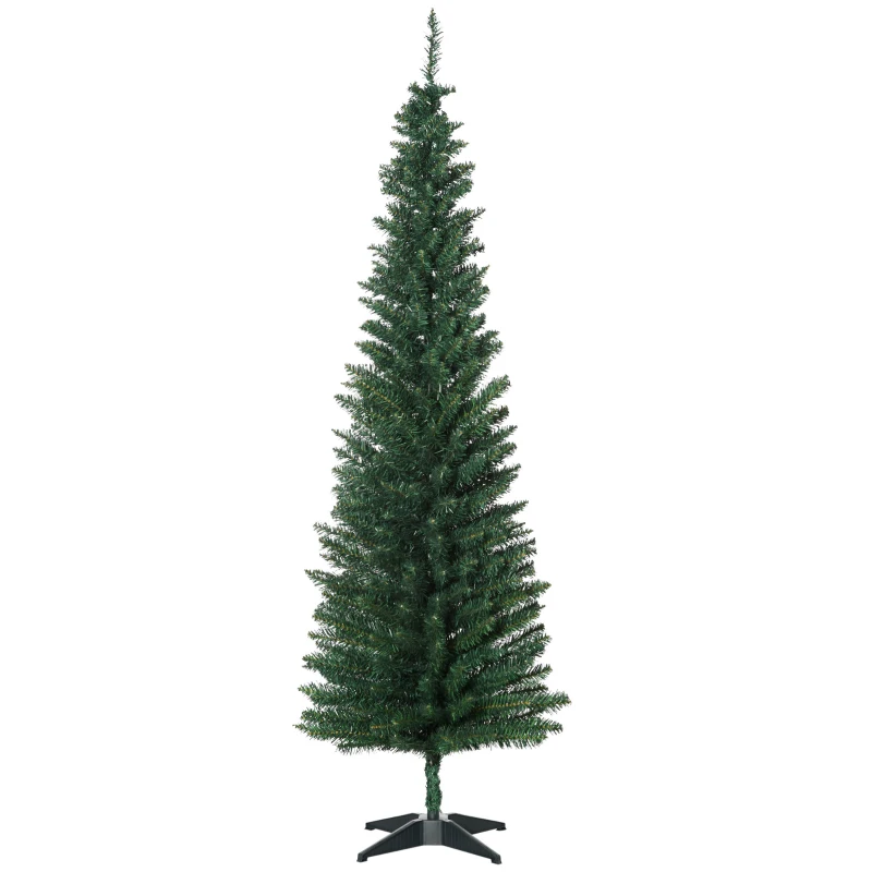 HOMCOM 6’ PVC Unlit Slim Artificial Pencil Christmas Tree Holiday Décor