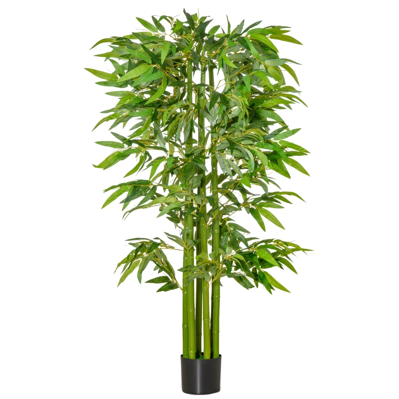 HOMCOM 5.3ft Artificial Tree, Indoor Fake Bamboo with Pot, for Home, Office, and Living Room Decor