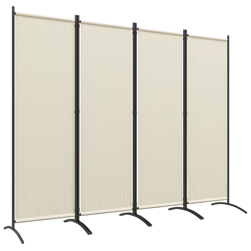 Outsunny Folding Room Divider, Privacy Screen for Patio Backyard Pool Hot Tub, 5.6FT Tall, Cream White