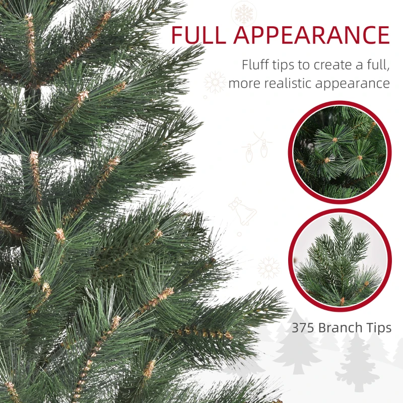 HOMCOM 6 FT Christmas Tree Artificial Pine Tree Christmas Decoration 375 Branches Green