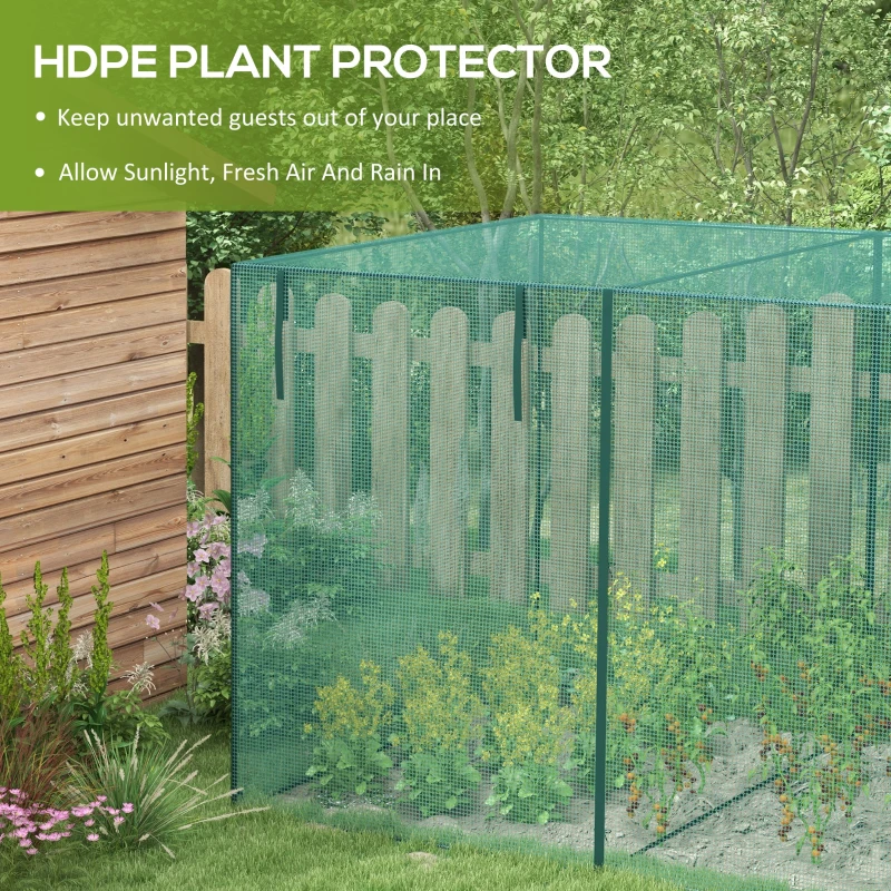 Outsunny 10 x 6.5ft Crop Cages for Garden, Plant Protectors from Animals with Two Zippered Doors and Storage Bag, Green