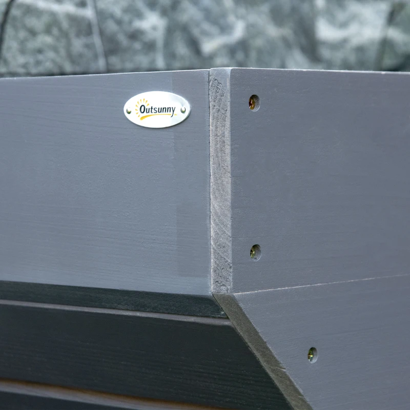 Outsunny Elevated Planter Box with Legs Wood Raised Garden Bed with Non-Woven Fabric, Elevated Planting Box, Outdoor Vegetable Flower Container, Grey