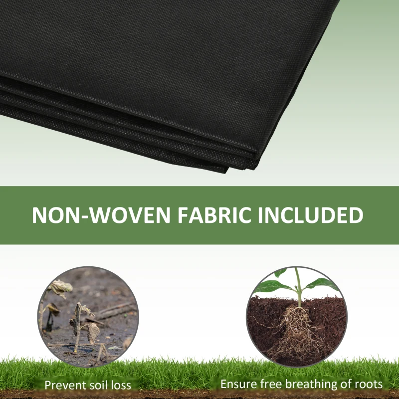 Outsunny 96" x 24" x 10" Wooden Raised Garden Bed with 2 Planter Boxes and Non-woven Fabric Liner for Patio, Natural