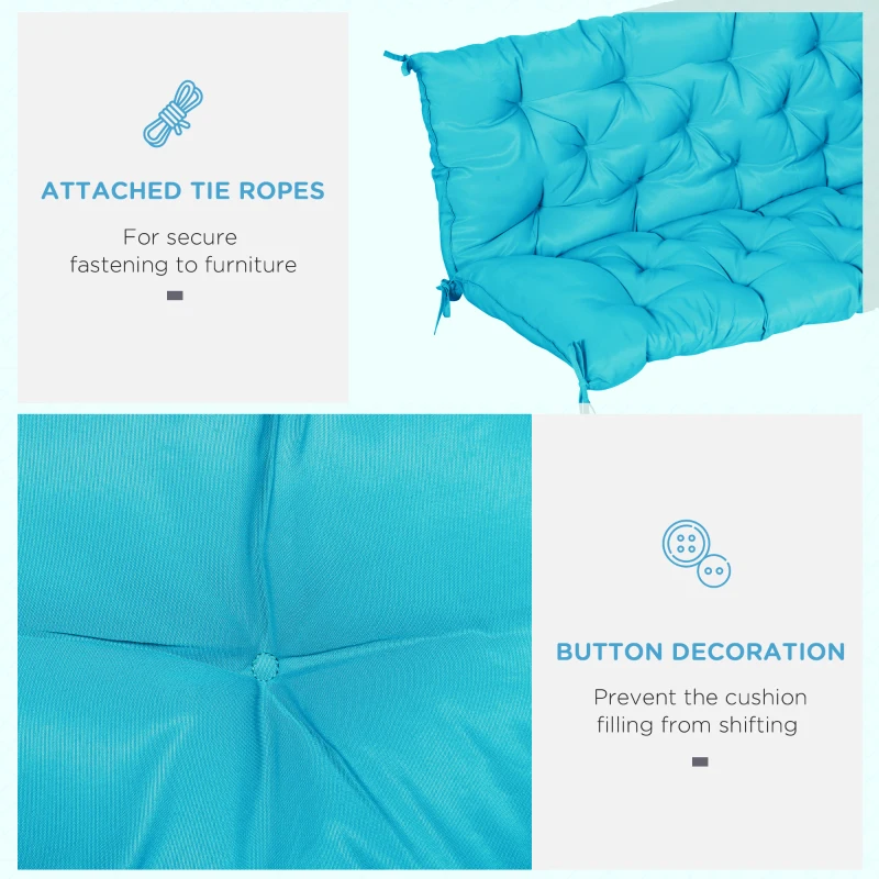 Outsunny Porch Swing Cushion Garden Bench Cushion with Backrest, Non-Slip 3-Seater Soft Pad, Swing Chair Mat Replacement for Indoor and Outdoor, 59.1" x 38.6", Turquoise