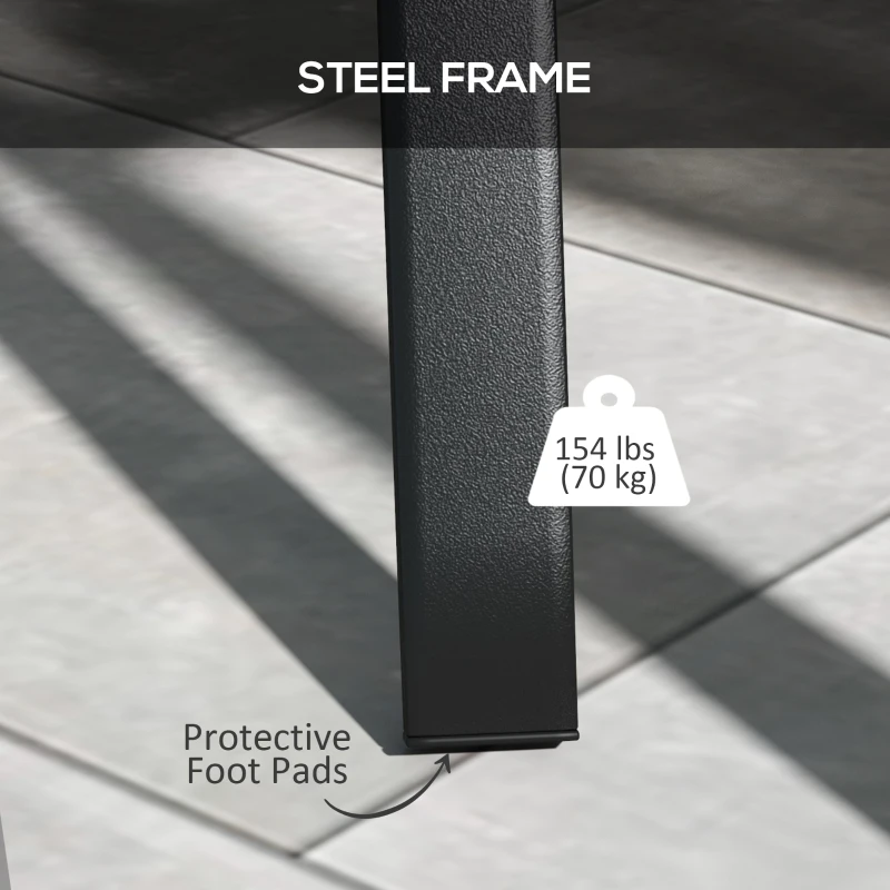 Outsunny Rectangle Patio Dining Table for 4 People with Steel Legs, Metal Tabletop for Garden, Backyard, Lawn, Balcony, Black