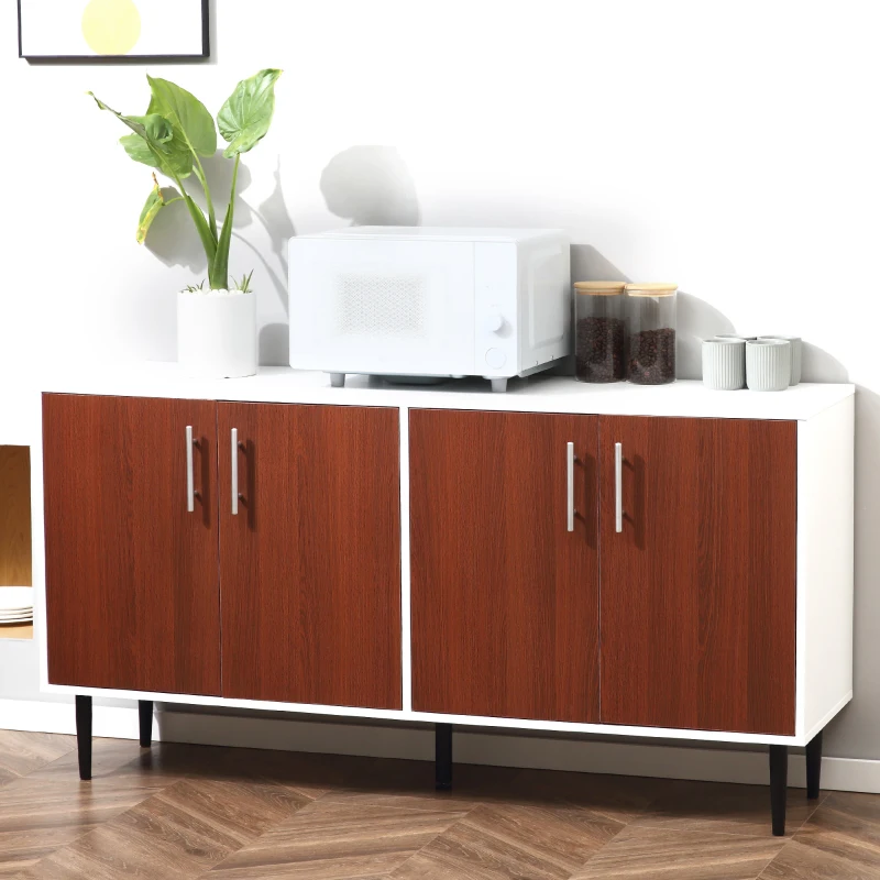HOMCOM Modern Buffet Sideboard Kitchen Dining Storage Bar Cabinet with Adjustable Shelves Brown