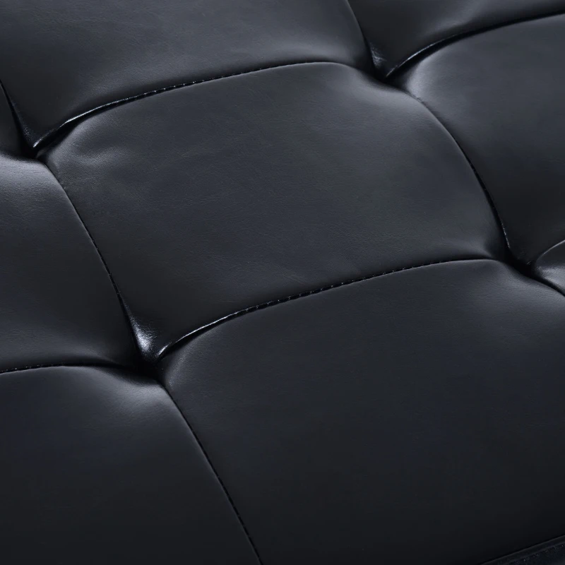 HomCom 44" Tufted Faux Leather Ottoman Storage Bench With Shoe Rack - Black