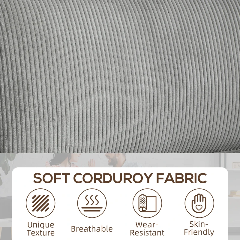 HOMCOM Three Seater Sofa, Fabric 3 Seater Couch with Spring Cushion and Cup Holders for Living Room, Bedroom, Light Grey