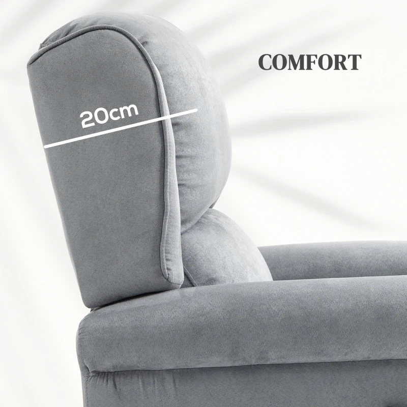 HOMCOM Push Back Recliner Chair, Vibration Massage Recliner for Living Room with Extendable Footrest, Remote, Pocket, Grey