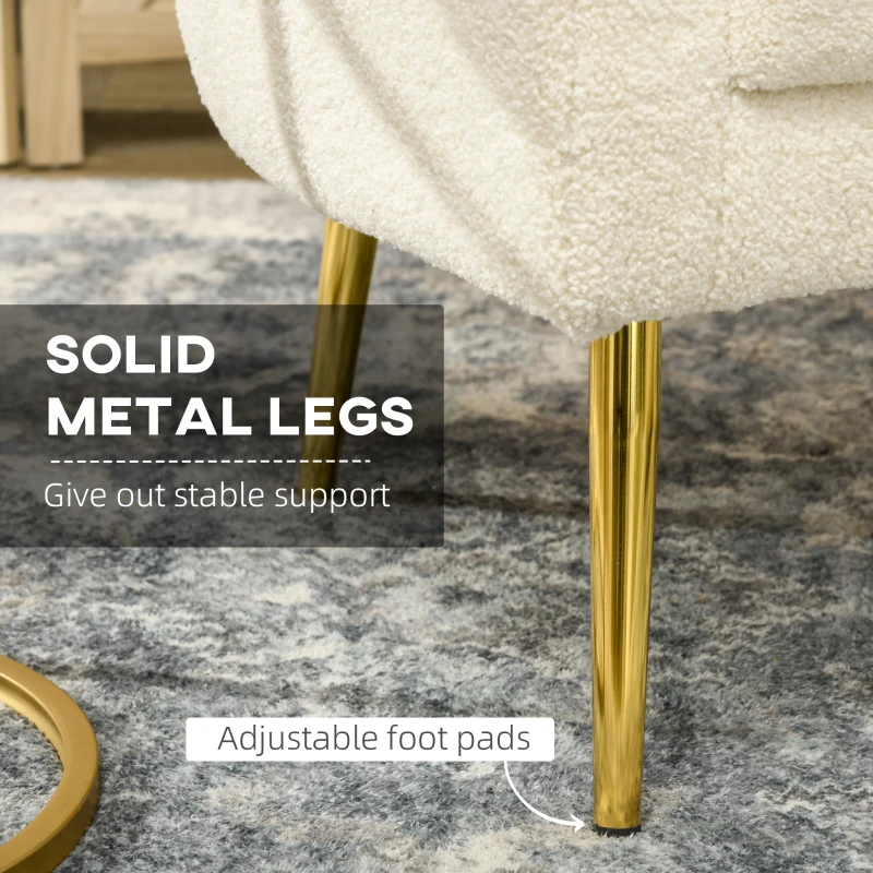 HOMCOM Barrel Accent Chair with Detachable Headrest, Modern Armchair for Living Room, Home Office, Cream White