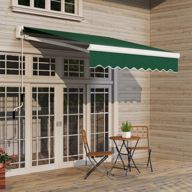 Outsunny 8' x 6.6' Patio Retractable Awning, Manual Exterior Sun Shade Deck Window Cover, Green