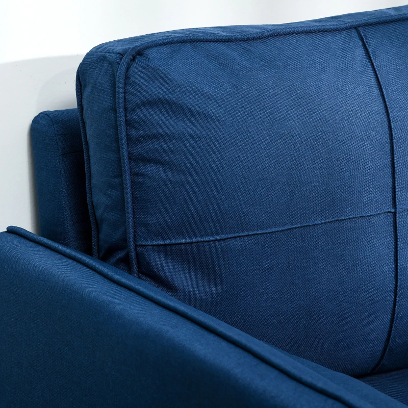 HOMCOM 56" Loveseat Sofa for Bedroom Upholstered 2 Seater Couch with Back Cushions and Pillows, Blue