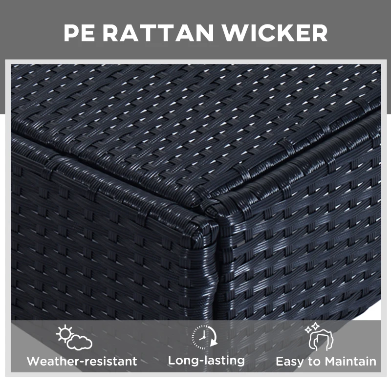 Outsunny Wicker Outdoor Chaise Lounge Chair Set of 3 with Side Table, 5-Level Adjustable Backrest PE Rattan Pool Lounge Chair with Wheels, Cushion & Headrest, Black and Cream White