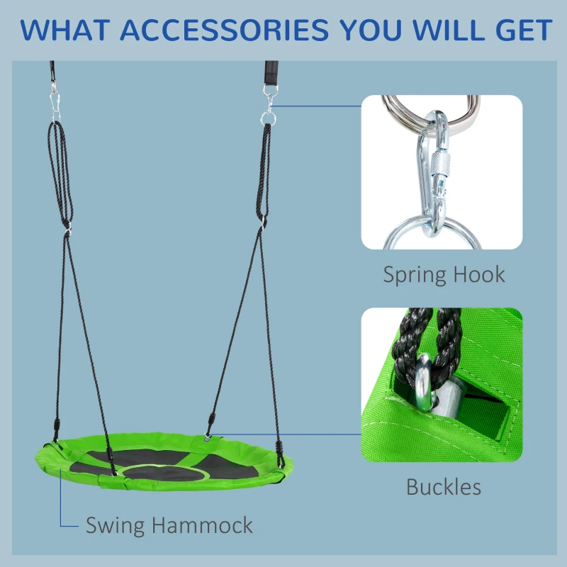 Outsunny Kids Hanging Tree Swing Tent for Backyard, Waterproof Hammock Chair Nest Pod, Saucer Swing with Screen Window, Rolling Door, for Indoor & Outdoor Use, Green