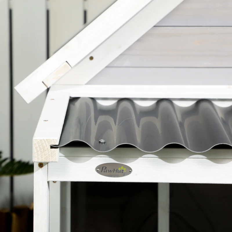 PawHut Wooden Dog House with Porch, Dog House Outdoor with Tilt Roof, Front Door, Windows for Medium Large Sized Dog