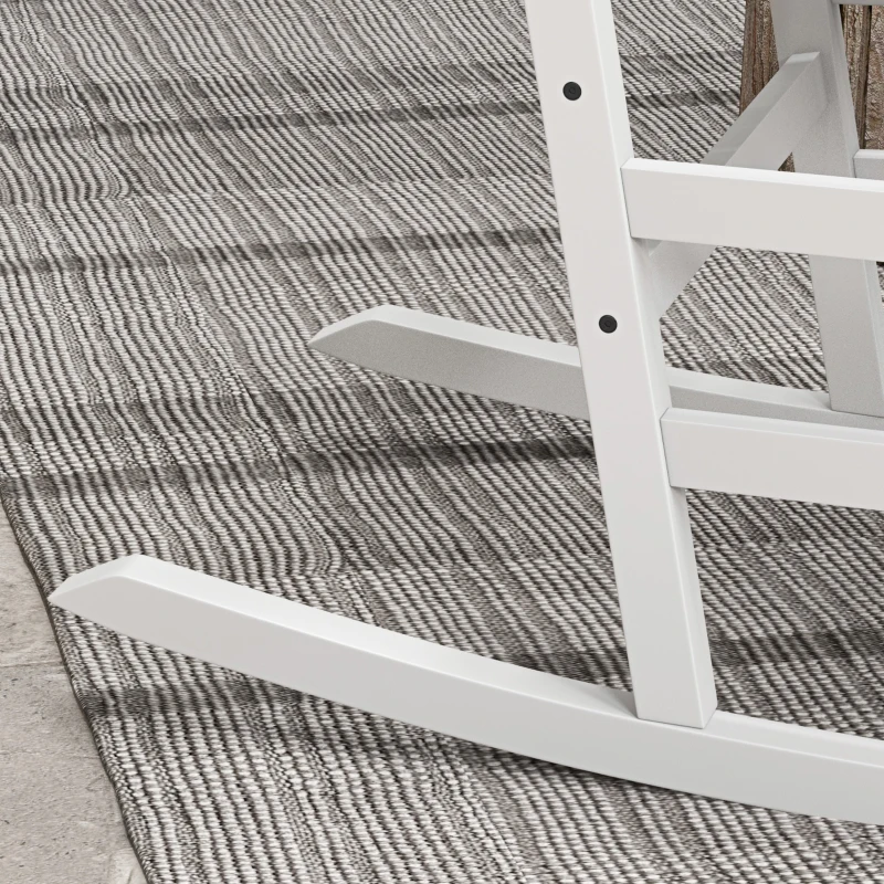 Outsunny Wooden Rocking Chair Set, Curved Armrests, High Back, Slatted Seat Outdoor Rocker Set, White