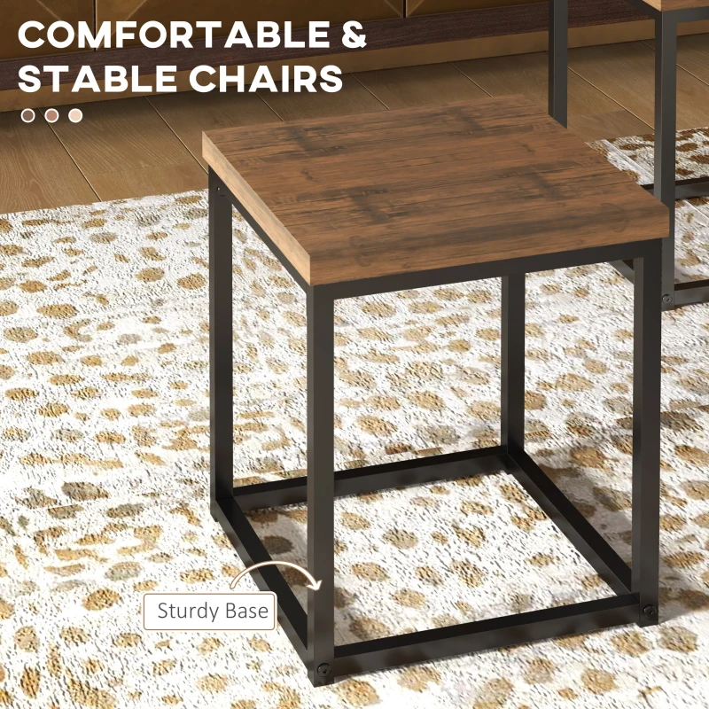 HOMCOM 5 Piece Dining Table Set for 4, Square Kitchen Table and Chairs, Dining Room Set for Small Space, Breakfast Nook, Walnut Wood Color