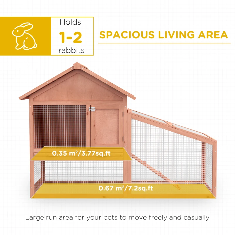 PawHut 2 Tier Rabbit Hutch Outdoor Bunny House Guinea Pig Cage with Removable Tray, Ramp, Asphalt Roof