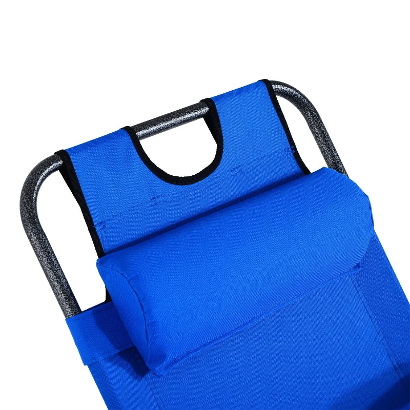 Outsunny Folding Lounge Chair Portable Chaise Sun Lounger Recliner Outdoor Blue
