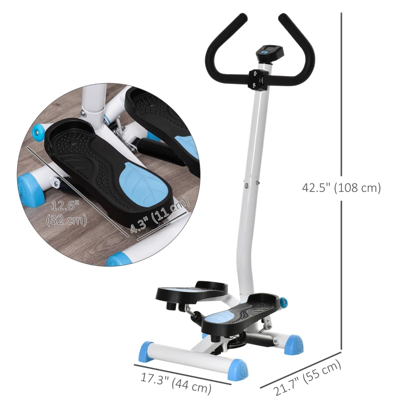 Soozier Twist Stepper Exercise Machine with Adjustable Resistance, LCD Screen - White & Blue