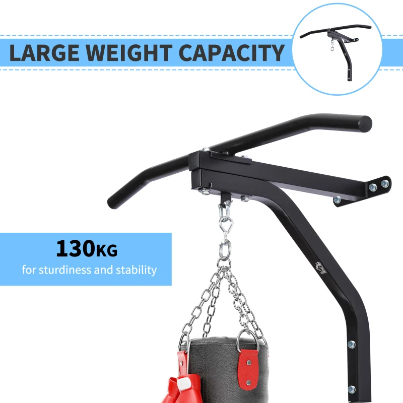 Soozier Punching Bag Hanger with Pull-up Bar Wall Mount Bracket Kick Boxing MMA Training Frame Home Fitness Workout Pull Up Bar