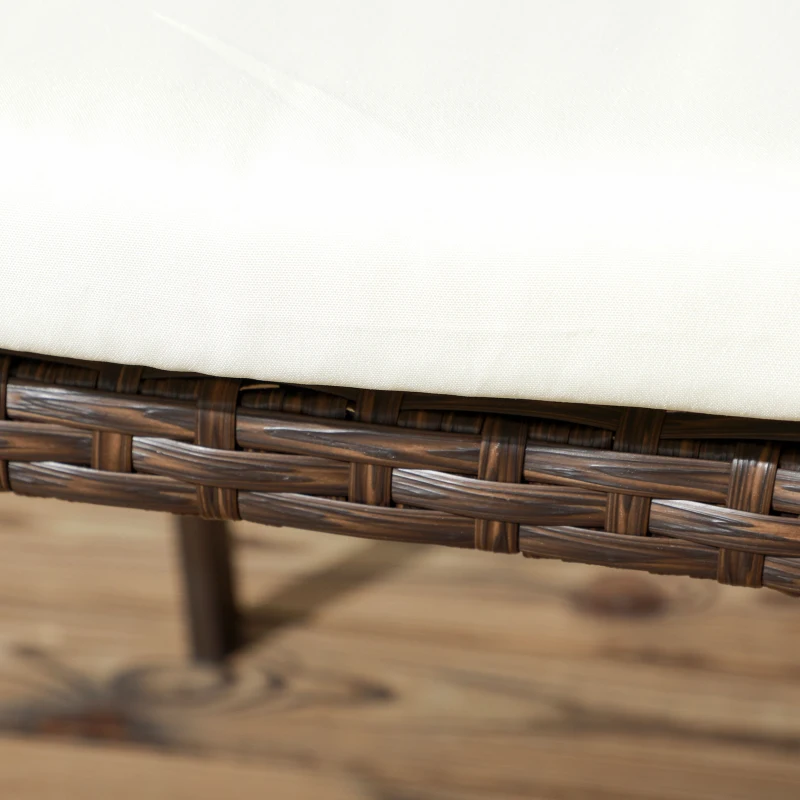 Outsunny PE Rattan Outdoor Dining Chair Set with Cushion, 2 Patio Wicker Dining Chairs with Backrest, Cream White