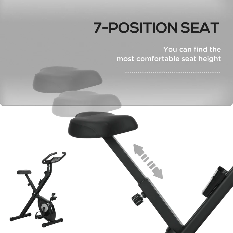 Soozier Foldable Exercise Bike Indoor Stationary Bike w/ 8-Level Magnetic Resistance LCD Screen Phone Holder for Home Gym Black