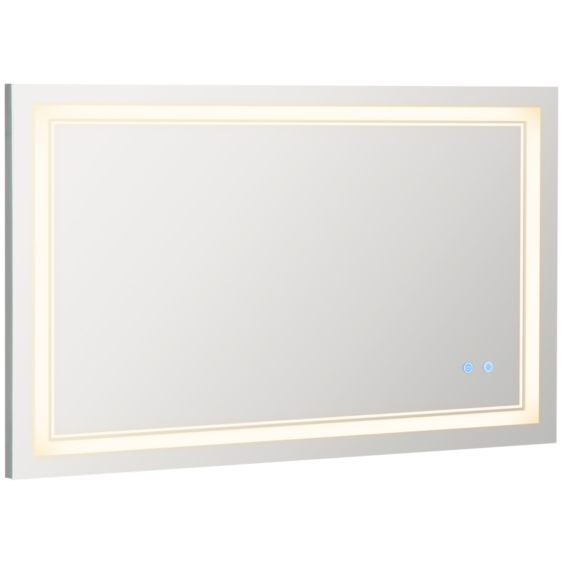 kleankin Bathroom Mirror with LED, Dimmable Vanity Mirror with 3 Light Colors, Memory Function Vertical and Horizontal Mount