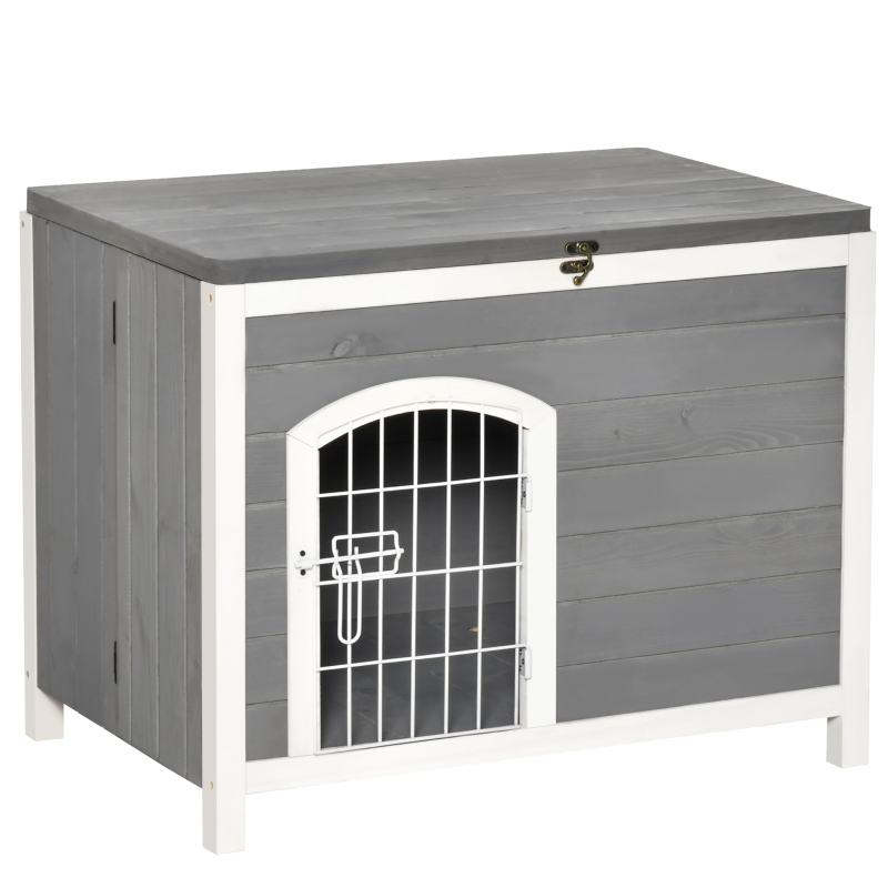 PawHut Raised Dog House Indoor Pet Shelter Cat Litter Box