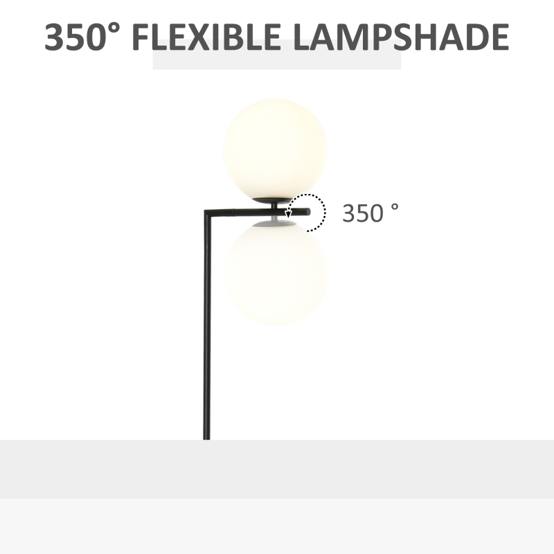 HOMCOM Metal Floor Lamp, Standing Light with 350° Adjustable Lampshade for Living Room, Bedroom, Office, Black